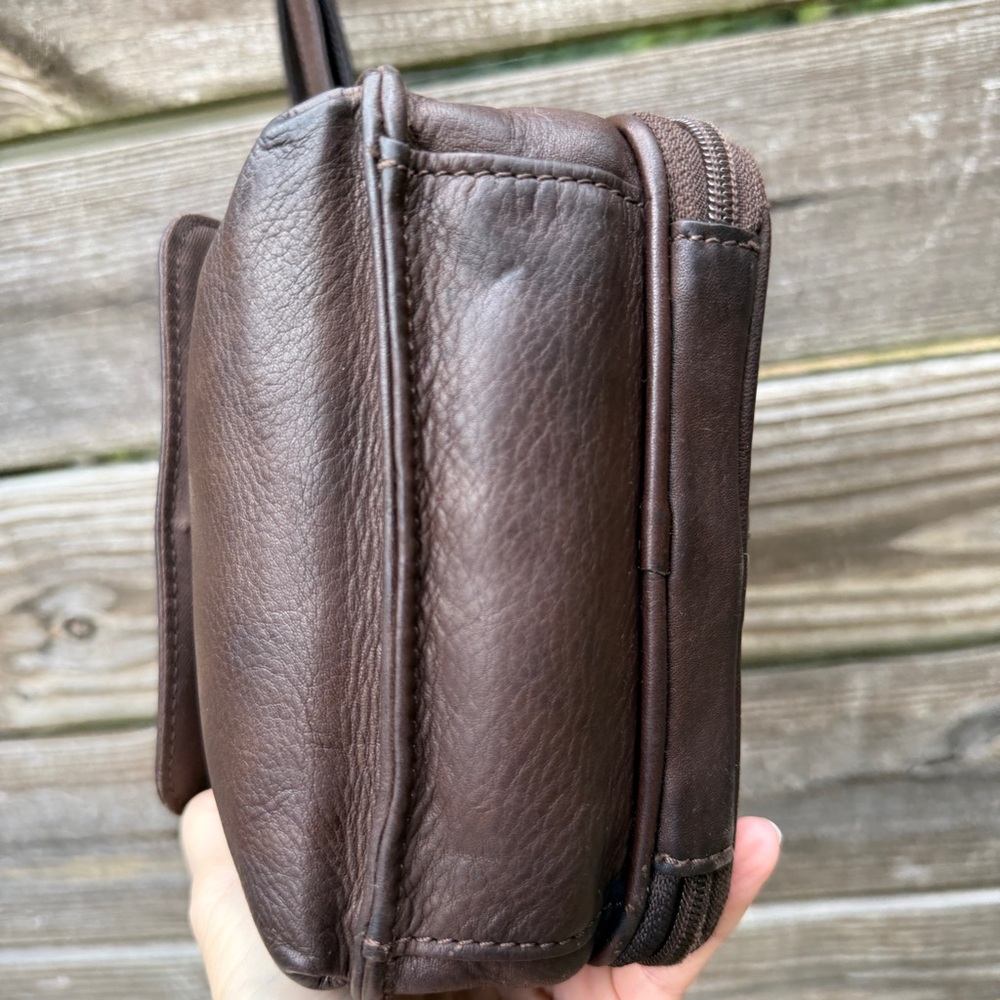 Vintage Fossil Brown Leather Organizer Crossbody Bag Functional Retro Classic - Picture 13 of 13